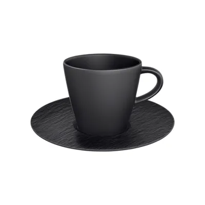 Produktbild von Villeroy & Boch Kaffeetasse und Untertasse Manufacture Rock - Schwarz - 160 ml