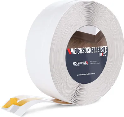 Produktbild von Sockelleiste selbstklebend PVC 50x20 mm  | abschlussleiste selbstklebend Weiss, 10 m | HOLZBRINK