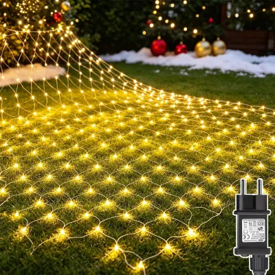 Lichtvorhang 2er-Set 3x2 m 200 LEDs warmweiß Timer 8 Modi wasserdicht
