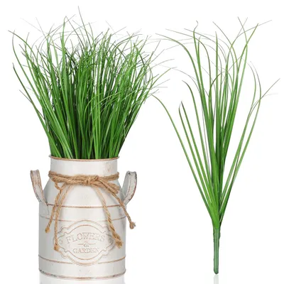 Produktbild von Künstliche Gras-Pflanzen - 12 Stück - Lebensechte Optik für den Außenbereich - Grün