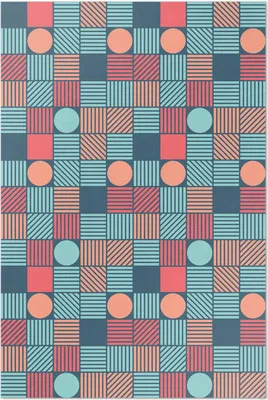 Produktbild von Geometrisches Retro-Vintage-Muster – Vinylteppich – 80x120 cm – Indoor Teppich – Flur – Pflegeleicht – Modern