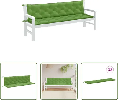 Produktbild von The Living Store Gartenbank-Auflagen 2 Stk. Melange Grün 200x50x7 cm Stoff
