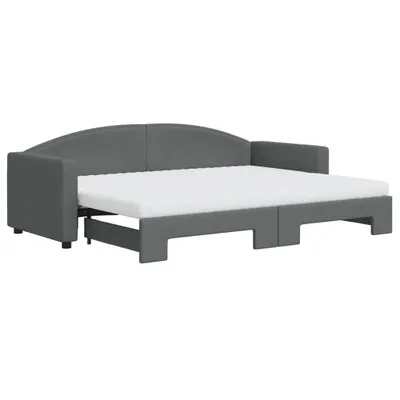 Productafbeelding van vidaXL Uittrekbaar dagbed met matrassen, donkergrijs, 80x200 cm, stof