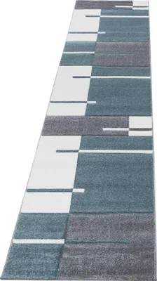 Produktbild von Teppich Läufer Wohnzimmer Blau 80x300 Kariertes Design