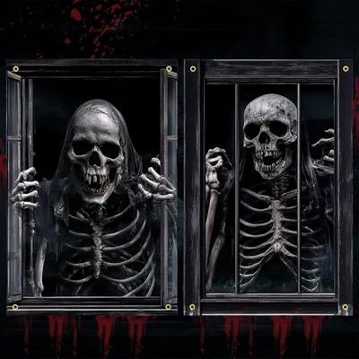 Produktbild von Halloween Fensterdeko 2 Stück 120 x 80 cm Gruselig Horror Party Deko