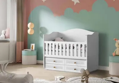 Produktbild von Babybett Elegant Praktische Schubladen Modernes Design Stilvolles Kinderzimmer