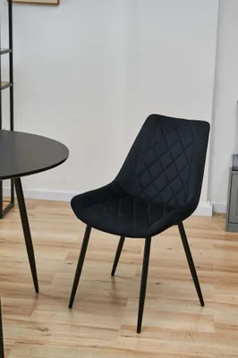 Produktbild von Stuhl mit Rückenlehne – Esszimmerstuhl – 49 cm – Schwarz – Modernes gepolstertes Design mit hohem Komfort
