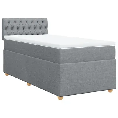 Produktbild von Boxspringbett mit Matratze Hellgrau 100x200 cm Stoff