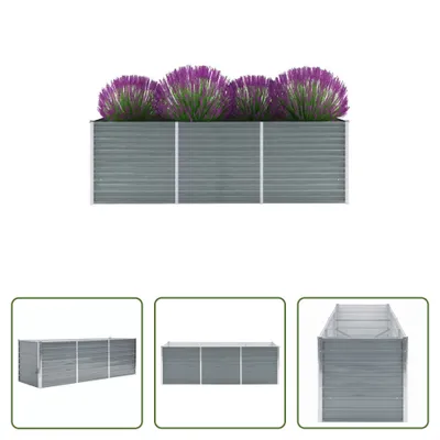 Image de The Living Store Plateau de jardin Acier galvanisé 240x80x77 cm Gris
