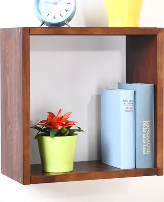 Produktbild von Hängeregal / Wandregal Kiefer massiv Vollholz Nussfarben Junco 291A - 40 x 40 x 20 cm (H x B x T)