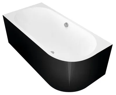 Produktbild von Polysan VIVA L MONOLITH asymmetrische Badewanne 170x75x60cm, weiß/schwarz