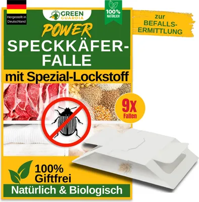 Produktbild von GREEN GUARDIA Speckkäfer Falle mit Spezial-Lockstoff - 9X Speckkäfer Fallen - umweltfreundlich Speckkäfer bekämpfen, Chemiefreie Falle mit starker Klebefläche, giftfrei & geruchsneutral
