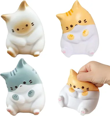 Imagen del producto de Pelotas antiestrés con forma de gato, paquete de 3 unidades, suaves, juguetes antiestrés para niños y adultos