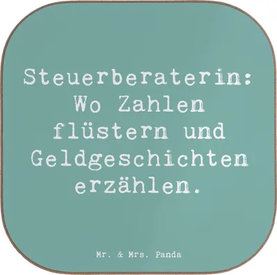 Produktbild von Mr. & Mrs. Panda Untersetzer für Gläser Spruch Steuerberaterin Geschichten - Meeresbrise - Geschenk, Coaster, Berufsalltag, Berufsprodukte, handgefertigte Geschenke