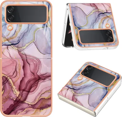 Produktbild von Galaxy Z Flip4 Hülle, Muster Dünn TPU Silikon Stoßdämpfer Bumper Schutzhülle für Samsung Galaxy Z Flip 4 5G Rosa