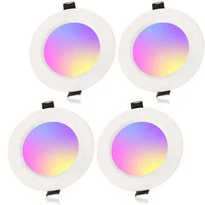 Produktbild von Einbaustrahler Led Spots Mit Fernbedienung 230V, 16 Farben Dimmbar RGBW Spots Einbau Deckenleuchte Rund Deckenspots Einbauleuchten Ultra Flach, 5W 4Pc