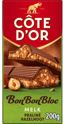 Zdjęcie produktu dla Batonik czekoladowy Côte d'Or BonBonBloc z orzechami laskowymi, 200 g