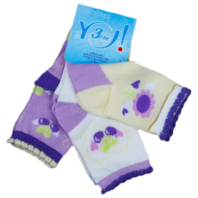 Produktbild von Babysocken Socken für Mädchen 3-er Set SKC-3 lila gelb Gr. 19 / 20