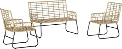 Produktbild von vidaXL Garten Essgruppe 3 stk. Braun und Creme Poly-Rattan