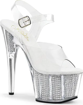 Produktbild von ADORE-708SRS Damen Sandale von Pleaser, Transparent Silber , EU 36, US 6