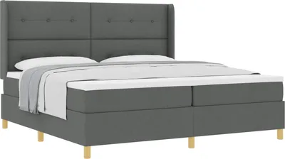 Obrázek produktu pro vidaXL Skříňová postel s matrací tmavě šedá 200 x 200 cm látka