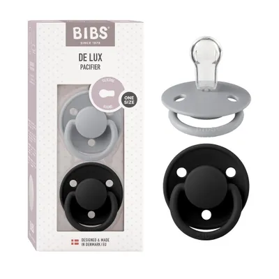 Imagen del producto de BIBS De Lux, set de 2 chupetes, sin BPA, tetina con forma de cereza. Fabricado en silicona, hecho en Dinamarca. Talla única (0-36 meses), diseño: nube /
