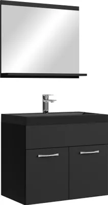 Image de Meuble de salle de bain de Montreal 02 60 cm lavabo noir - Noir mat - Armoire de rangement Meuble lavabo evier Meubles