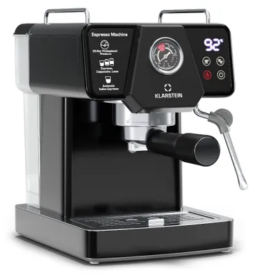 Obrázok produktu pre Klarstein Libeica kávovar s portafiltrom a mlynčekom - 19 barov, 1 350 W, nehrdzavejúca oceľ, 1,8 l nádrž na vodu, parná tryska, dotykový ovládací panel, na espresso a práškovú kávu, odnímateľná nádrž na vodu