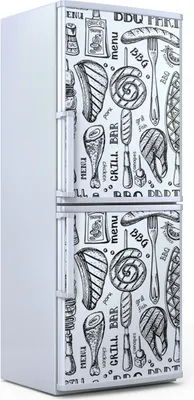 Produktbild von Kühlschrankdekoration  60x180 cm  Aufkleber auf dem Kühlschrank - Barbecue und Grillgut