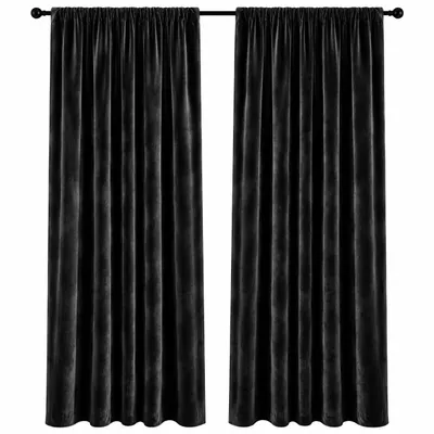 Produktbild von 2 Stück Vorhang Samt Blickdicht mit Kräuselband 140x245 Vorhänge Gardine Gardinen mit Universalbandaufhängung Schwarz 2er Pack, KI-generiertes Bild