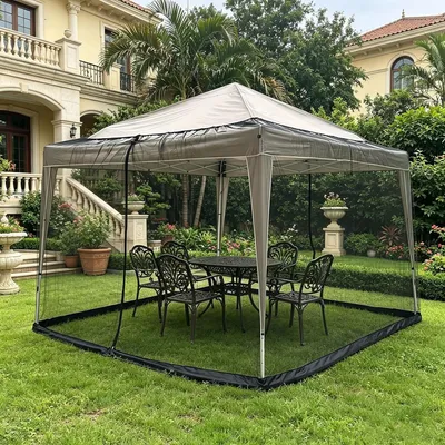 Obrázok produktu pre Moskytiéra na pavilón 3x3 m, čierna, sieť proti hmyzu, 2 zipsy, pre záhradu