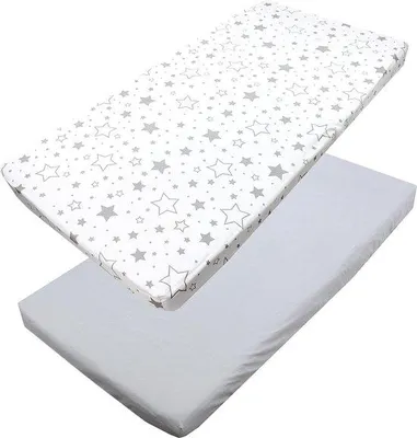 Image de Drap pour bébé à motifs d'étoiles, gris/blanc, 70 x 140 cm, lot de 2