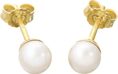 Produktbild von Paar 4,5mm Perlen Ohrstecker 333 8k Gelbgold Süßwasser Zuchtperle Ohrringe 9083