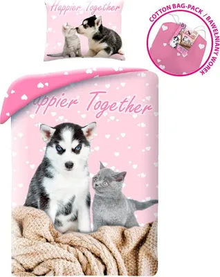 Produktbild von Bettwäsche 140x200 Baumwolle Husky Kitten