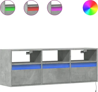 Produktbild von vidaXL TV-Wandschrank mit LED-Beleuchtung Betongrau 130x31x45 cm