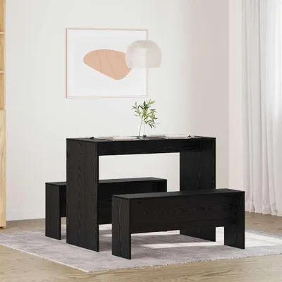 Produktbild von Möbel Essgruppe 2 pcs Schwarz Eiche 97 x 47 x 75 cm Holzwerkstoff - Esszimmer 875221