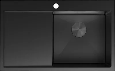 Produktbild von Mexen Exar Edelstahlspüle 1-beckig mit Ablage rechts 780 x 480 mm, schwarz - 6434781010P-70