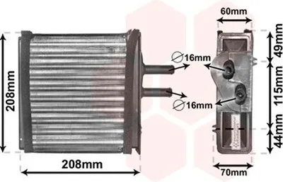 Obrázok produktu pre VAN WEZEL Výmenník tepla pre vnútorné vykurovanie 17006150 pre FIAT BARCHETTA (183)