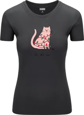 Produktbild von Diarbo Damen Weihnachts-T-Shirt Weihnachtsgeschenk Verheddert Katze Dunkelgrau Gr.XXL