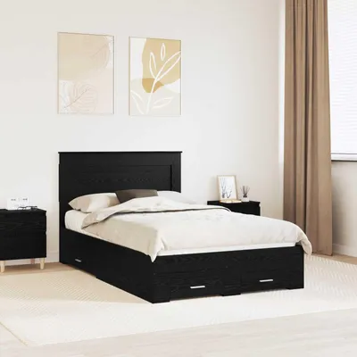 Zdjęcie produktu dla Maison Exclusive – rama łóżka w kolorze czarnego dębu 120 x 190 cm materiał drewnopochodny