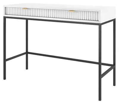 Make-up-Tisch, weiß, 104 cm, mit 2 Schubladen, Metallbeine