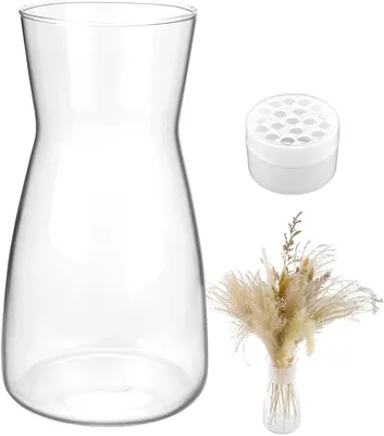 Produktbild von Vase, Klare Glasvase, Transparent, Für Pampasgras, Tulpen, Rosen, Für Innenbereich