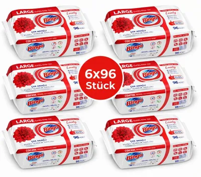 Produktbild von Bingo Feuchttücher Lovely 6x96 Blatt – Vorteilspack – Reinigungstücher