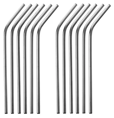Produktbild von GRÄWE Edelstahl Trinkhalme 12er Set Silber Gebogen