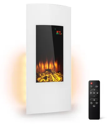 Produktbild von Klarstein Elektrokamin, Elektro Heizungen für Wohnzimmer & Innenräume, Elektrischer Kamin mit LED Flammen, Kamin zur Wandmontage, Heizlüfter mit Timer, Einstellbarer Thermostat, Heizung 2000 W