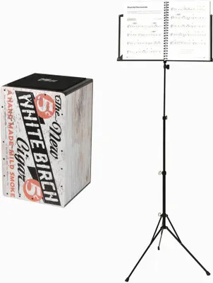 Immagine prodotto di Voggenreiter Volt Cool Cajon Set, 5-tlg., The Birch L, Notenständer NS-100, Trommelkiste, Percussion, Notenpult
