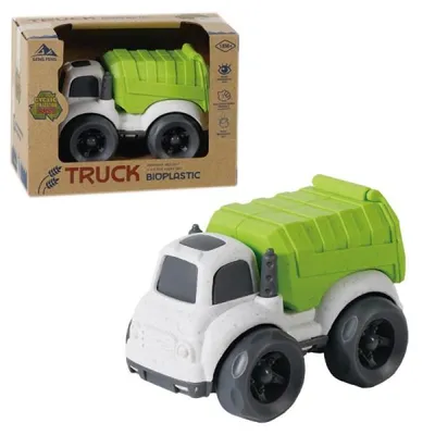 Produktbild von Bunter Müllwagen aus Bioplastik für Kleinkinder ab 18 Monaten, 13x9,5x7,5 cm