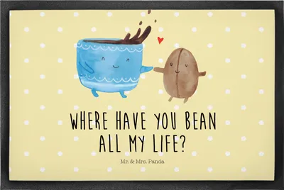 Produktbild von Mr. & Mrs. Panda Schmutzmatte Kaffee Bohne 50 x 75 cm - Gelb Pastell - Geschenk, Lustige Sprüche, Schmutzfangteppich, Kaffeebohne, Gummimatte, Fußabtreter, fußmatte