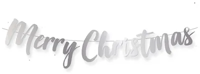 Weihnachtsbanner 150 cm, Merry Christmas Girlande, Silber