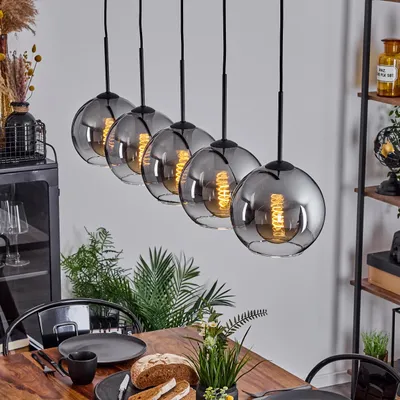 Produktbild von Cesaro »Cesaro« Hängelampe aus Metall/Glas in Schwarz/Rauchfarben/Klar